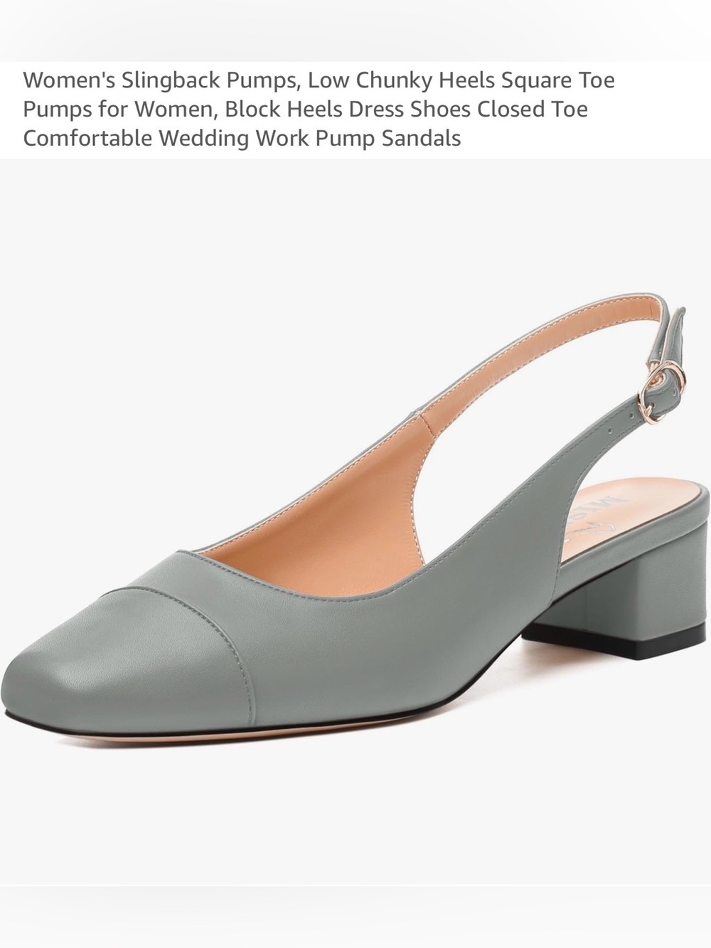 NEW Women's Slingback Pumps in Matte Gray - Low Block Heel, Size 8